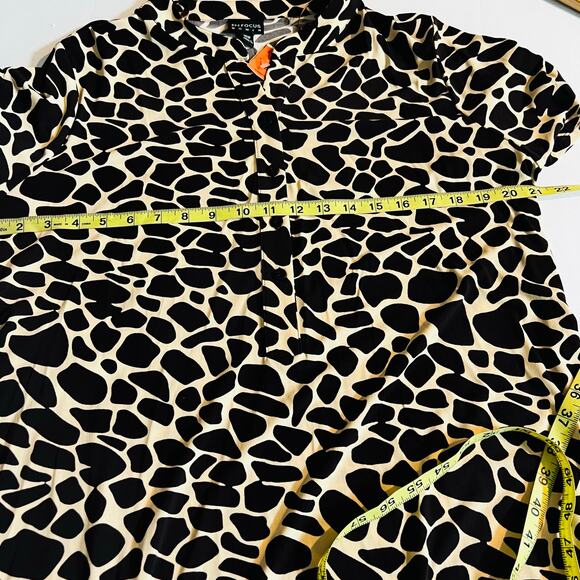 En Focus Studio Leopard Print Short Sleeve Dress Size 16W NWT Brown Cream - Picture 4 of 6